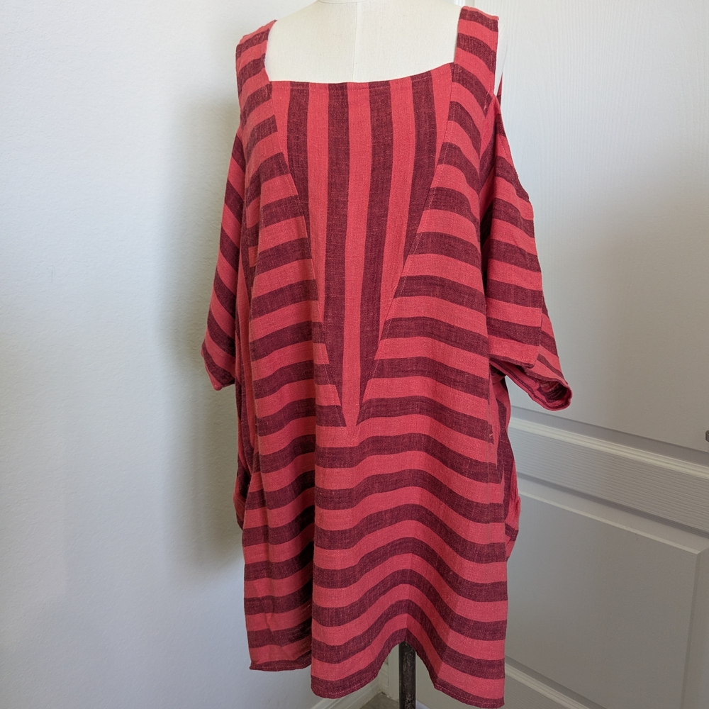 Soft Surroundings Red and Black Striped Tunic